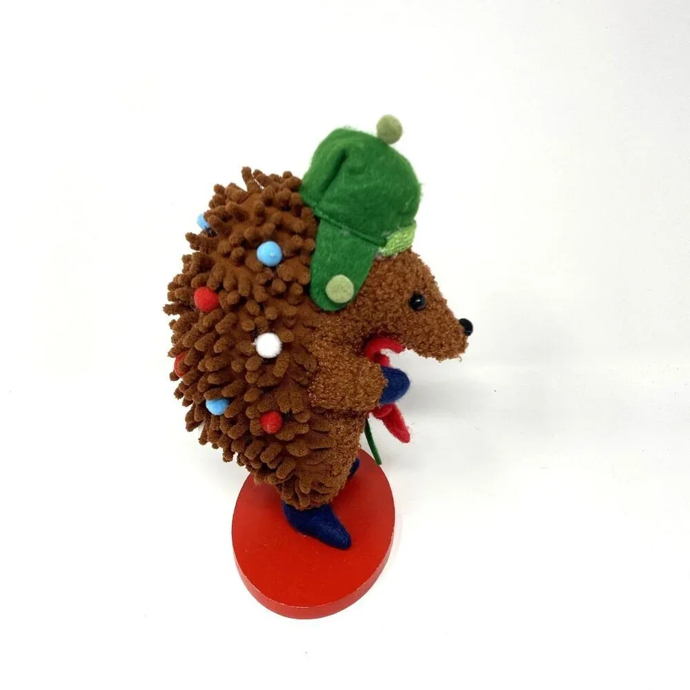 Target Faux Shearling Hedgehog Poinsettia Christmas Animal Figurine Wondershop™